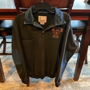Vintage Fire Department GAME Workwear quarter-zip pullover sweatshirt Size XL